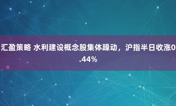 汇盈策略 水利建设概念股集体躁动，沪指半日收涨0.44%
